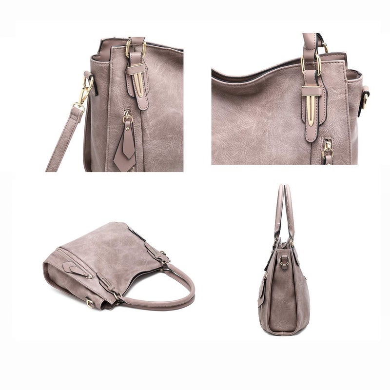 ITSCOSY Women Tote Bag Handbags PU Leather Fashion Hobo Shoulder Bags with Adjustable Shoulder Strap, M, Khaki-C - Image 5